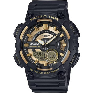 Casio Ανδρικό Ρολόι Χρονογράφος με Μαύρο Καουτσούκ Λουράκι AEQ-110BW-9AV