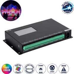 GLOBOSTAR(R) 90147 SEEKWAY SY-418 MATRIX Pixel Addressable RGB/RGBW Master Controller 8CH AC 100-240V IP20 - DMX512 + SPI/TTL + SD Card + GPS Sync + Έως 8192 RGB / 6144 RGBW Pixels (SPI) - M28.5xΠ15.6