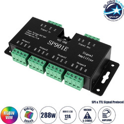 GLOBOSTAR(R) 73446 BTF SP901E MATRIX Pixel Addressable RGB/RGBW Ενισχυτής / Repeater Σήματος Υψηλής Ταχύτητας DC 5-24V IP20 - SPI/TTL + 8CH Single Data / 4CH Dual Data - M14xΠ5.6xΥ2.8cm