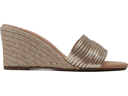 Manebi Mule Wedge Espadrilles Leather Gold