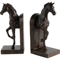 Artekko Bookends Καφέ Διακοσμητικοί Βιβλιοστάτες Ρητίνης με Άλογα (12.7x10.2x26.7)cm 2pcs