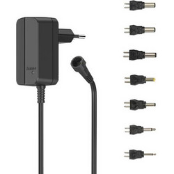 HAMA 223612 UNIVERSAL SWITCHABLE POWER SUPPLY UNIT, ADJUSTABLE, 600MA, 7.2W, MAX. 12V, 7 ADAPTERS