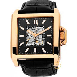 Esprit Antares Gold Case Ανδρικό Ρολόι Αυτόματο με Μαύρο Δερμάτινο Λουράκι ES101301702