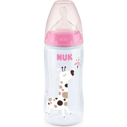 Nuk First Choice Πλαστικό Μπιμπερό με Θηλή Σιλικόνης κατά των Κολικών 6-18m Giraffe Pink 360ml