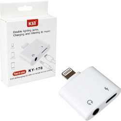 KY-178 Μετατροπέας Lightning male σε 3.5mm / Lightning female Λευκό