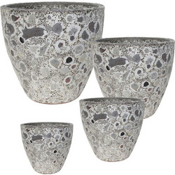 MarHome Σετ Κασπώ Στρογγυλά Πήλινα Γκρι S:Φ21.5x20.5, M:Φ26.5x24.5, L:Φ36x31, XL:Φ44x37cm 4Τμχ 06-99057 SET4