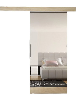 PoliHome Leo II Πόρτα Εσωτερική Συρόμενη Ξύλινη με Καθρέπτη Μπεζ 96x205cm 163083299