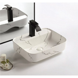 Inter Ceramic Επικαθήμενος Νιπτήρας Μπάνιου Πορσελάνης 50x40x13.5cm Λευκός Γκρι ICB569