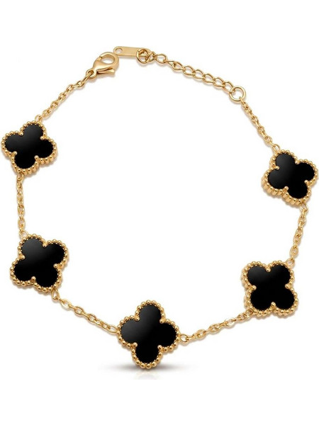 Clover χρυσό μαύρο βραχιόλι μεγάλο