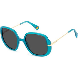 Polaroid Eyewear PLD6181S 5CB/M9 Γυναικεία Γυαλιά Ηλίου Τετράγωνα Κοκάλινα Χρυσά Μπλε με Γκρι Polarized Καθρέπτη Φακό