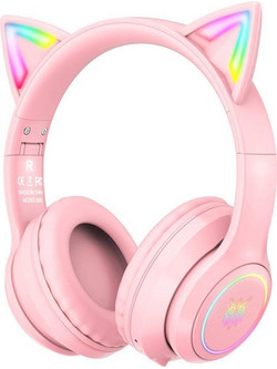 Onikuma B90 Ασύρματα Bluetooth Παιδικά Ακουστικά Over Ear Ροζ