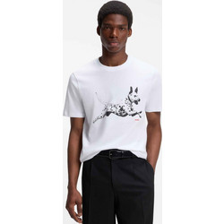 Hugo T-shirt Dirunn κανονική γραμμή natural βαμβακερό