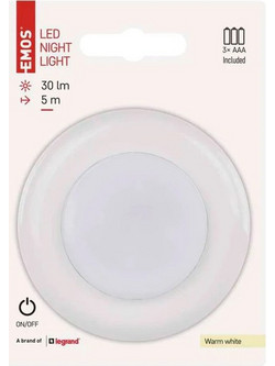 Emos Φωτάκι Νυκτός LED με Διακόπτη ON/OFF, 30lm (3x1.5V) - P4722