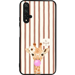 Sonique Stripe Stories Series Θήκη (Honor 20 / Nova 5T) με Σχέδιο «Καμηλοπάρδαλη με Τσιχλόφουσκα» Καφέ