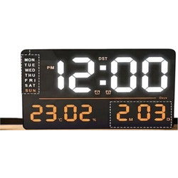 Ψηφιακό Ρολόι Τοίχου LED 33x22x2.5cm με Θερμόμετρο και Ημερολόγιο JG-07151