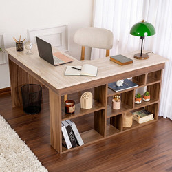 Hanah Home Vesper Γραφείο Travertine Walnut 130x50x72cm 993NRD1118