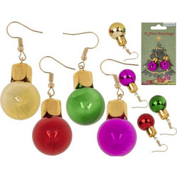 Γιορτινά σκουλαρίκια X-MAS με μπιλάκια 1,8 cm σε διάφορα χρώματα (Σετ 2 τεμαχίων)