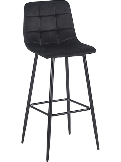 Σκαμπό Μπαρ Nora Black Velvet Μαύρο Μεταλλικό 45x42x75-110 cm