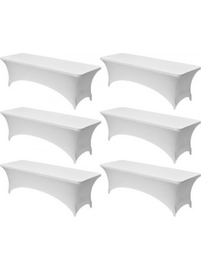 Τραπεζομάντιλο VEVOR 6 Pack για 8FT ορθογώνια τοποθετημένα γεγονότα, ελαστικά λευκά καλύμματα τραπεζιού ανθεκτικά στις ρυτίδες, προστατευτικό τραπεζομάντιλο Spandex που πλένεται, για πάρτι, γάμο, κοκτ
