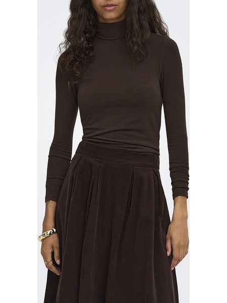 ONLY ONLGLAMOUR L/S ROLL-NECK TOP JRS NOOS 15380914-Black Coffee DarkBrown