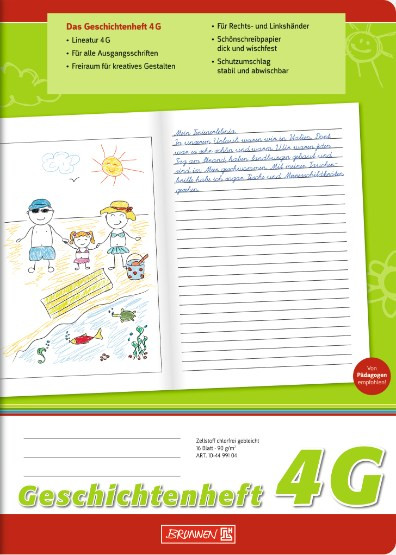 Τετράδιο (Geschichtenheft) (Din A4, Blatt 16,Lineatur 4G)