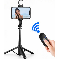 R1S Selfie Stick με φως LED, Bluetooth, τρίποδο, τηλεχειριστήριο, για Live και Vlogging