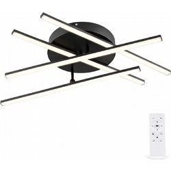 VenCore Gridline Black 7741-20019 - Μοντέρνο Φωτιστικό Οροφής Πλαφονιέρα LED 60W Μαύρο Αλουμίνιο με Ρυθμιζόμενο CCT Λευκό - Ημέρας - Θερμό & Χειριστήριο - Φ60 x Υ10cm