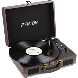 Fenton RP115 Πικάπ Βαλιτσάκι με Ηχεία & Προενίσχυση Bluetooth & USB Dark Brown