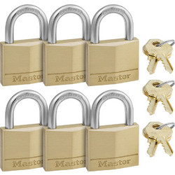 Master Lock 140EURSIX Λουκέτο Πέταλο με Κλειδί 40mm 6τμχ 140460112