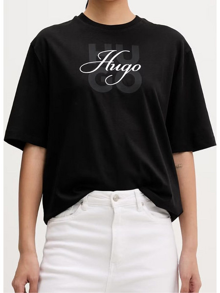 HUGO WOMEN S DASHIRE 5 COTTON T-SHIRT BLACK