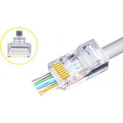 INTELLINET IWP-CAT6U - Φις δικτύου RJ45 UTP Pass Through Για CAT6 Καλώδιο Πακέτο 50 τμχ