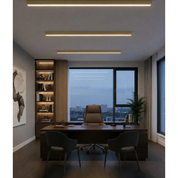 kelvo(R) ORION KLV-101-0364-V2 Γραμμικό Φωτιστικό Οροφής LED 72W 7200lm 120 AC 220-240V IP20 Ρυθμιζόμενο Λευκό CCT με Χειριστήριο από 2700K έως 6000K Dimmable - Lumileds SMD Chip - Σατινέ Χρυσό Βούρτσ