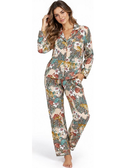 Fuanna Pink Tiger Floral Σετ Γυναικείες Πιτζάμες Χειμωνιάτικες