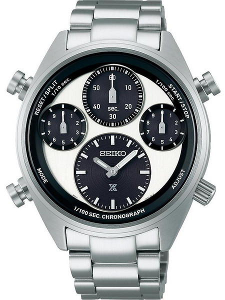 Seiko Prospex Ανδρικό Ρολόι Χρονογράφος Solar με Ασημί Μεταλλικό Μπρασελέ SFJ001P1