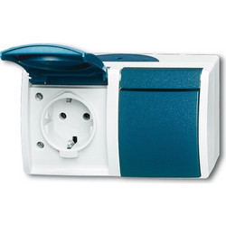 Πρίζα Ρεύματος Busch-Jaeger Ocean - Double with Hinged Cover - (AP) *Gray/Blue-green*