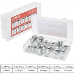 VEVOR 72 PCS JIC Hydraulic Fittings, Heavy Duty Master Industrial Hydraulic Cap and Plug, Hose Tube and Pipe Fitting Kit Cap and Plug Kit Σπειρώματα ακριβείας σε μεγέθη παύλας 37 4 6 8 10 12 16