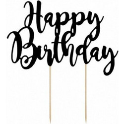 Topper Τούρτας Happy Birthday Μαύρο 20x25εκ. KPT11-010
