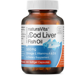 Natura Vita Cod Liver Pure Oil Μουρουνέλαιο 550mg 60 Κάψουλες