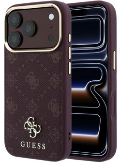 Guess Peony 4G Small Logo MagSafe Case Burgundy (iPhone 18 Pro Max / 17 Pro Max)