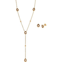 Σετ Γυναικείο Senza Gold Plated Stainless Steel, Κολιέ και σκουλαρίκια πέτρα δάκρυ - SSD6743GD