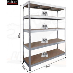 BULLE 610418 ΡΑΦΙΕΡΑ ΜΕΤΑΛΛΙΚΗ 100x50x200 ΓΑΛΒΑΝΙΖΕ 300kg 5 ΡΑΦΙΑ MDF