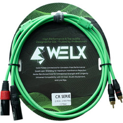 WELX Premium 2 X MALE XLR to 2 X MALE RCA Cable - 1.5m (CR)