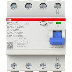 ABB F200 Διακόπτης Διαφυγής Έντασης 4P 63A 30mA Type A Ακαριαίος (RCCB) 25058