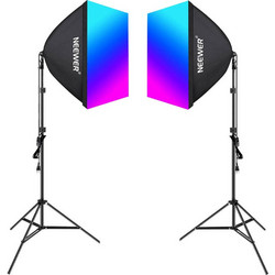 Φωτισμός Studio Neewer NK800 2x softboxes + bulbs RGB 24W 2700-6500K + tripods + barndoors