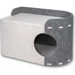 Glee Felty Φωλιά με Ονυχοδρόμιο Τσόχα Γκρι Μπεζ 57x30x35cm