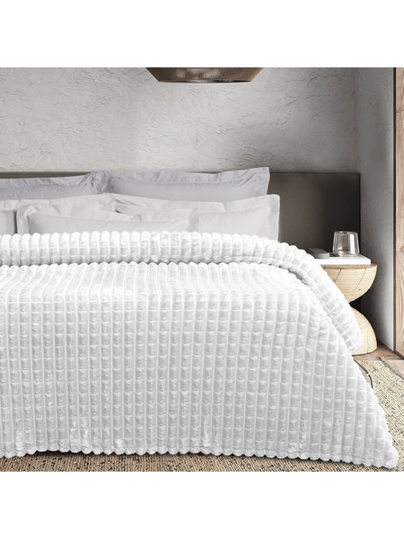 Κουβέρτα Fleece 1386 White Das Home Μονό 160x220cm Πολυέστερ