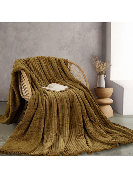 Κουβέρτα Jollein Με Sherpa Gold Ρυθμός Υπέρδιπλo 220x240cm Flannel.Sherpa