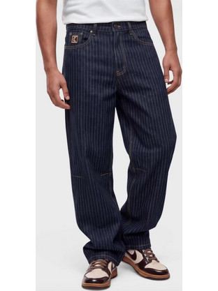 Karl Kani OG Pinstripe Relaxed Baggy Ανδρικό Τζιν Παντελόνι Μπλε KM263-018-1
