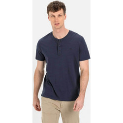 Camel Active ανδρική μπλούζα henley με monogram Regular Fit - C262NOS-409474-9T84 Μπλε Σκούρο