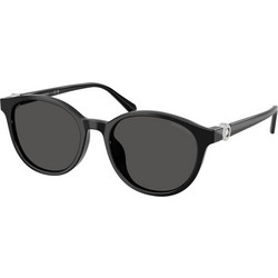 Swarovski SK6075D 103887 Ανδρικά Γυαλιά Ηλίου Στρογγυλά Κοκάλινα Μαύρα με Μαύρο Φακό